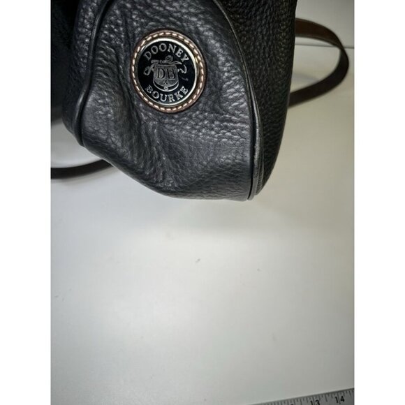 Dooney Bourke Black Pebbled Leather Medium Shoulder Crossbody Bag Brown Trim - Picture 7 of 8